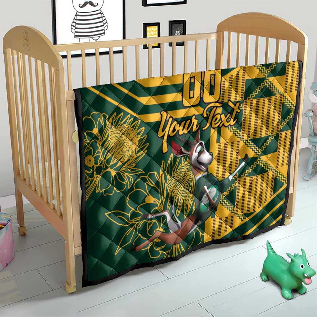 Custom South Africa Rugby Quilt Springboks With Protea Cynaroides LT18