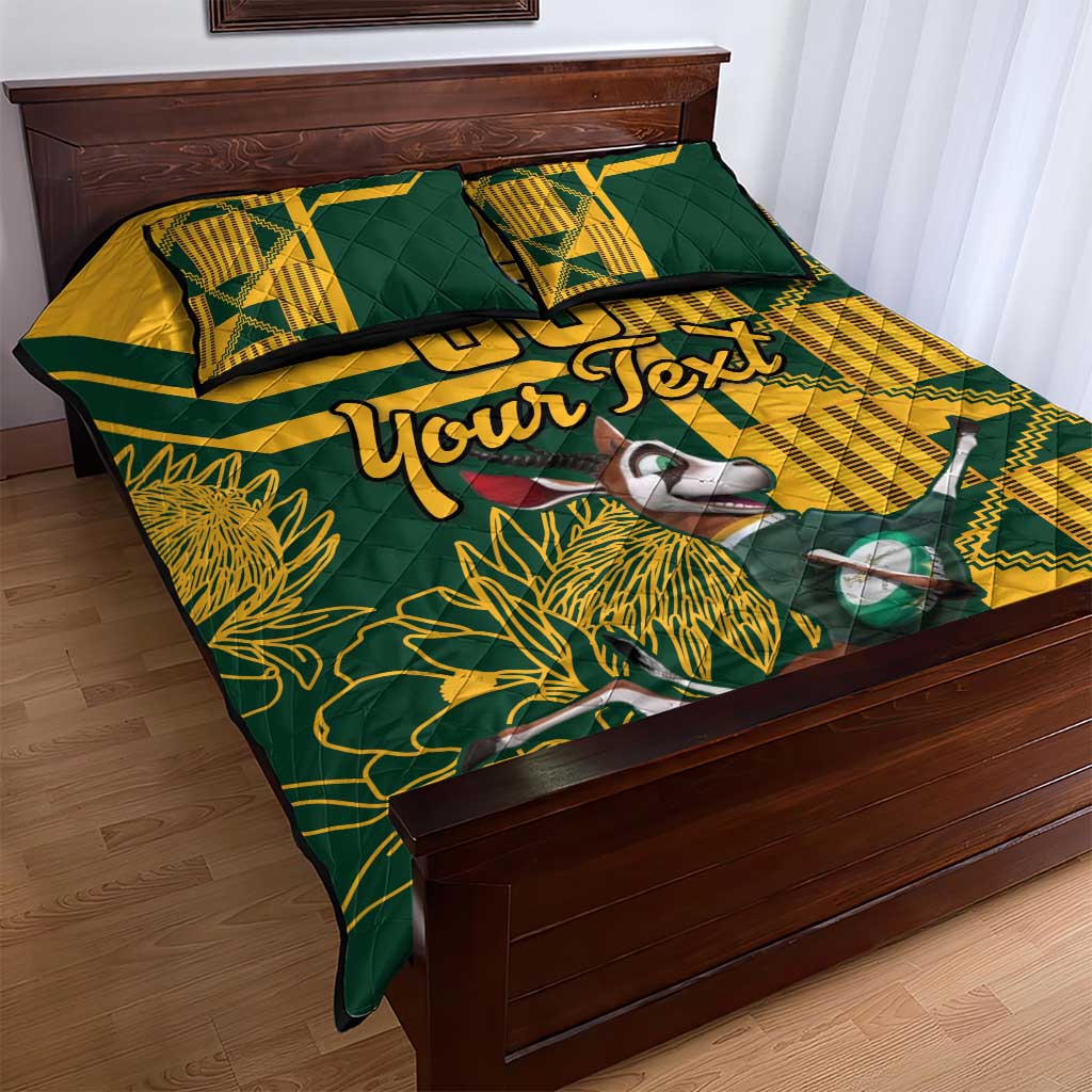 Custom South Africa Rugby Quilt Bed Set Springboks With Protea Cynaroides LT18