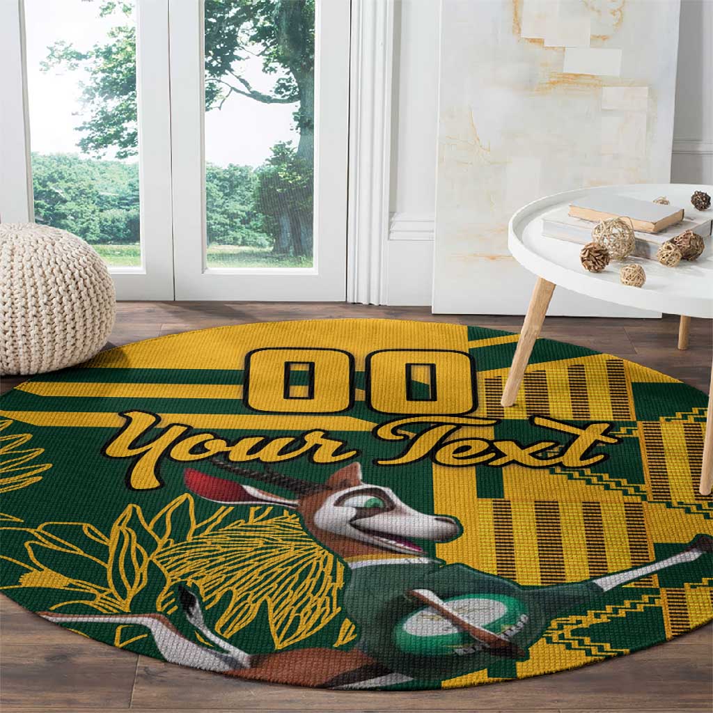 Custom South Africa Rugby Round Carpet Springboks With Protea Cynaroides LT18