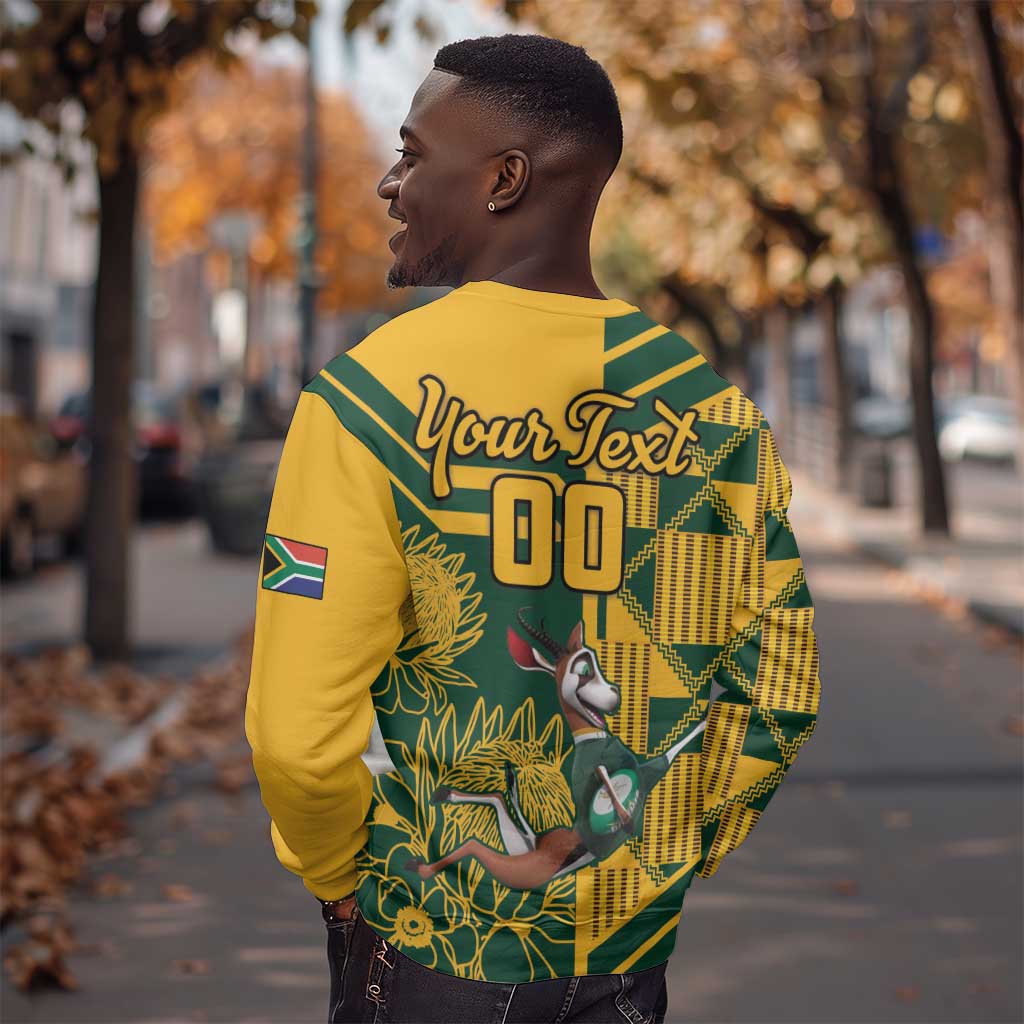 Custom South Africa Rugby Sweatshirt Springboks With Protea Cynaroides LT18