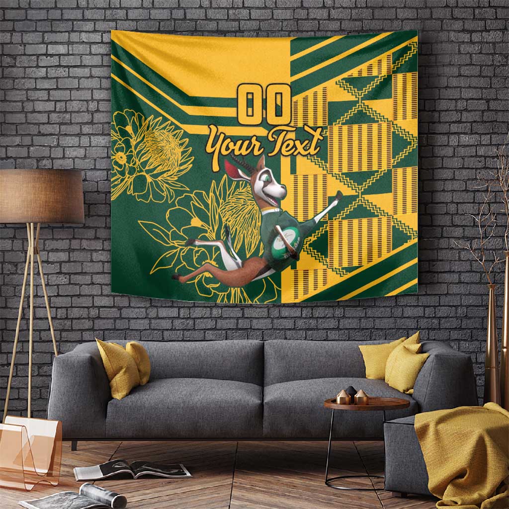 Custom South Africa Rugby Tapestry Springboks With Protea Cynaroides LT18