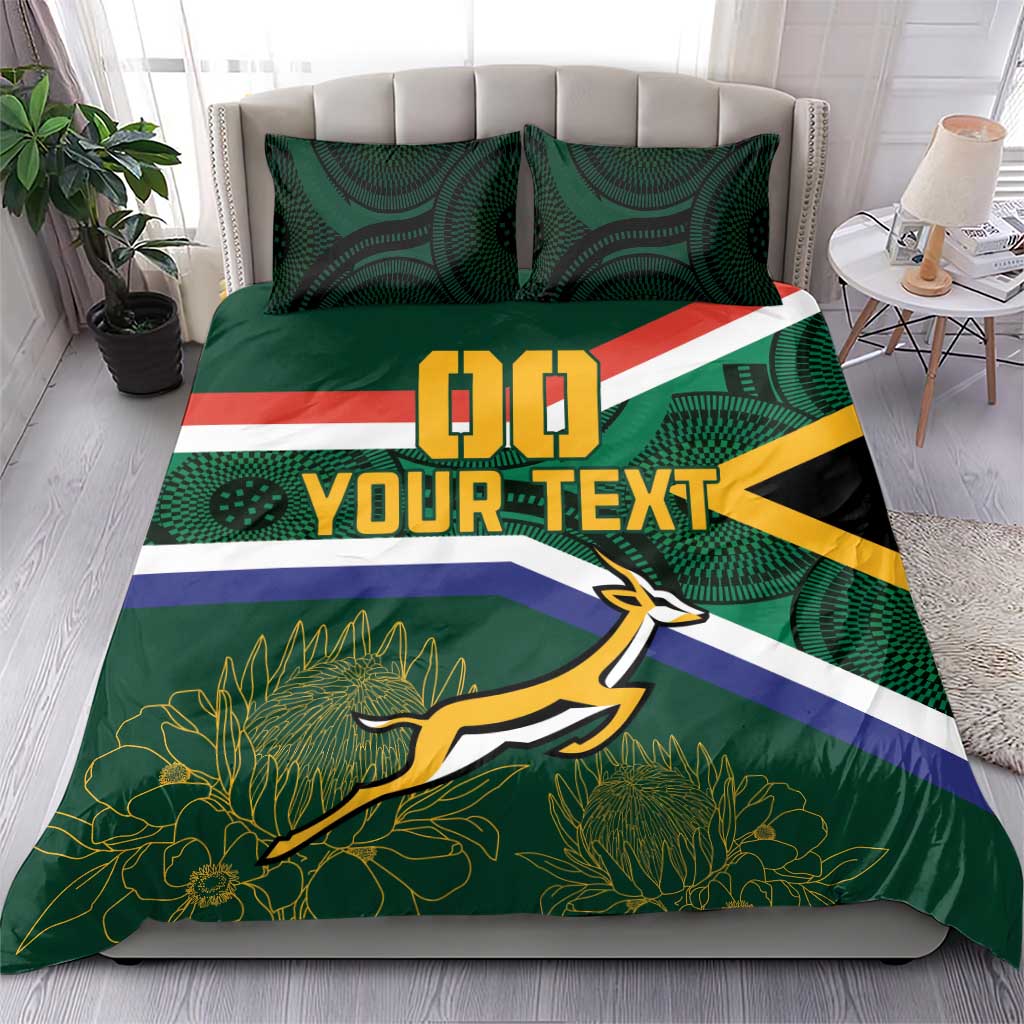 Custom South Africa Rugby Bedding Set Springboks Mascot African Pattern LT18
