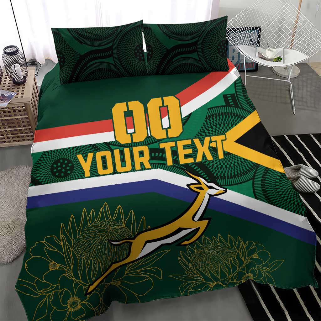 Custom South Africa Rugby Bedding Set Springboks Mascot African Pattern LT18