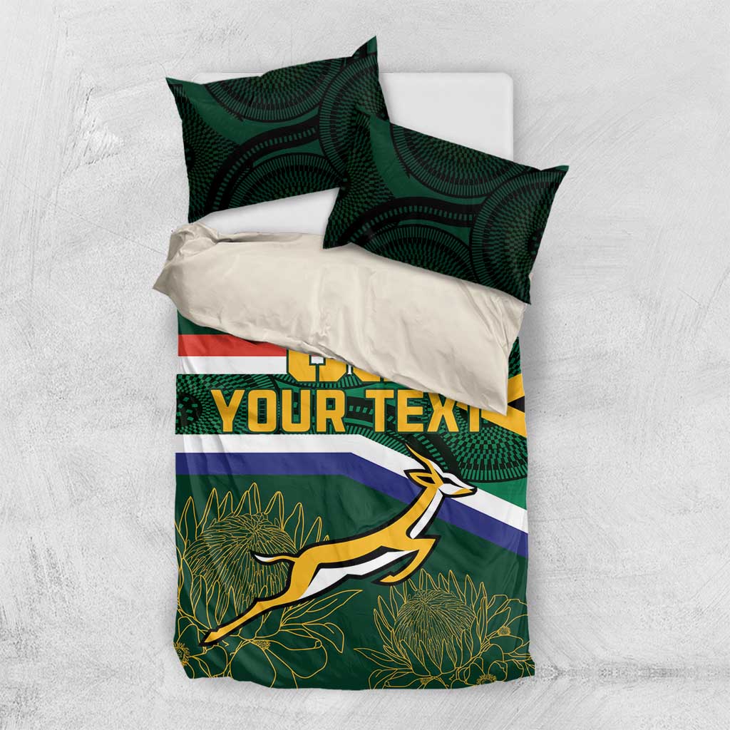 Custom South Africa Rugby Bedding Set Springboks Mascot African Pattern LT18