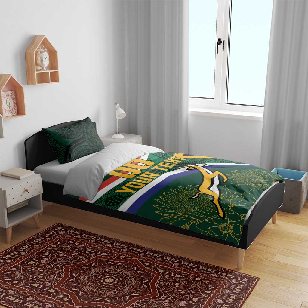 Custom South Africa Rugby Bedding Set Springboks Mascot African Pattern LT18