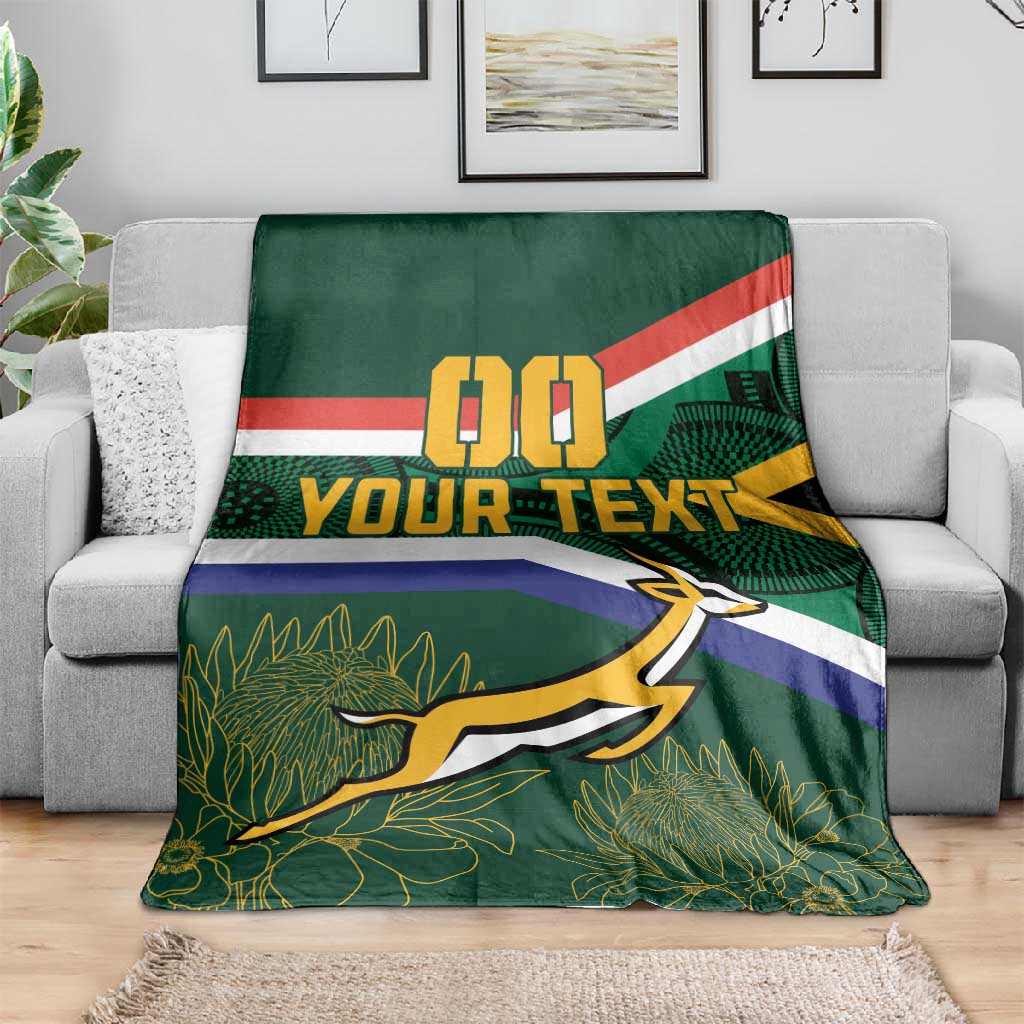 Custom South Africa Rugby Blanket Springboks Mascot African Pattern LT18
