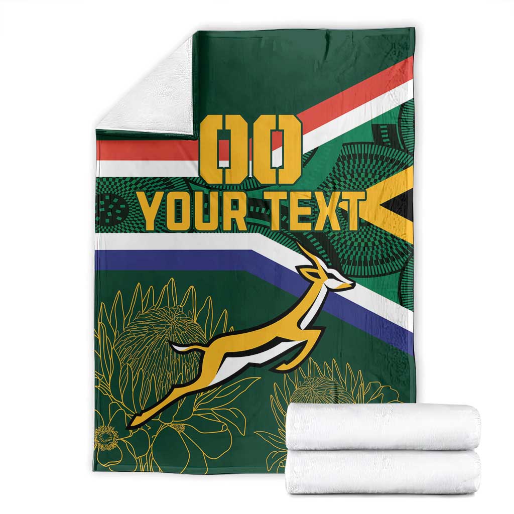 Custom South Africa Rugby Blanket Springboks Mascot African Pattern LT18