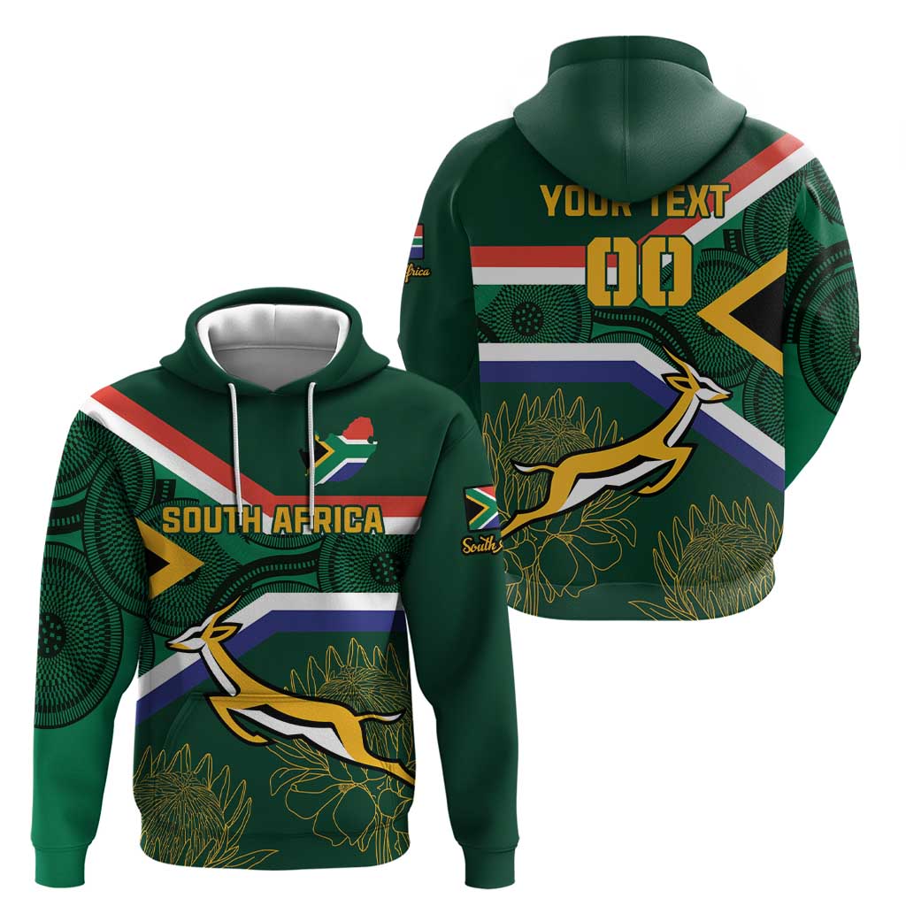Custom South Africa Rugby Hoodie Springboks Mascot African Pattern LT18