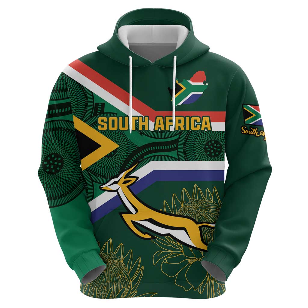 Custom South Africa Rugby Hoodie Springboks Mascot African Pattern LT18