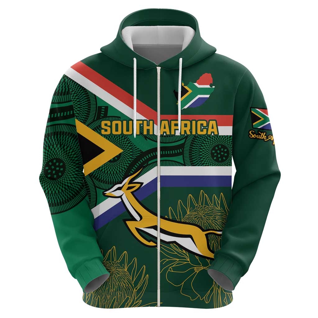 Custom South Africa Rugby Hoodie Springboks Mascot African Pattern LT18