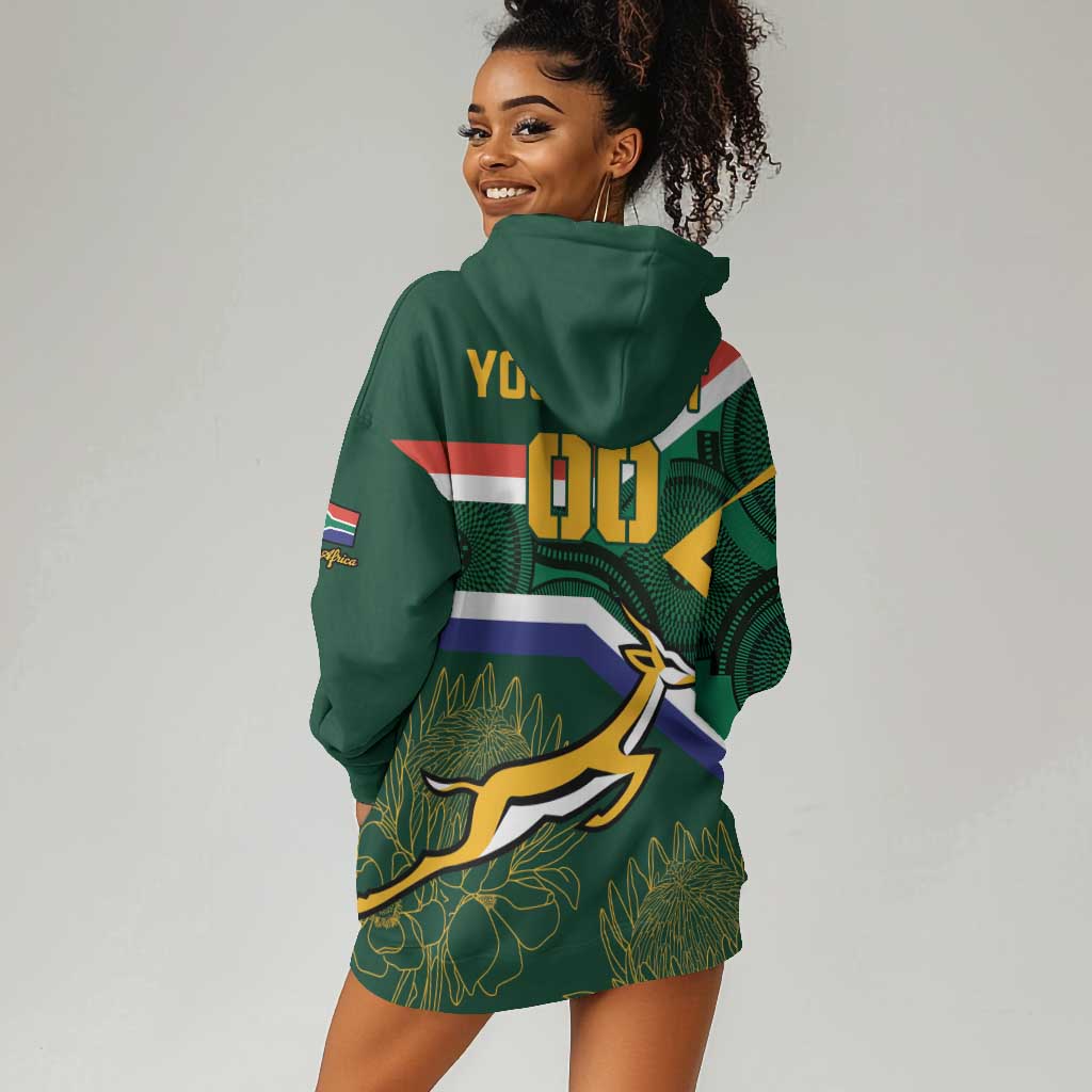 Custom South Africa Rugby Hoodie Dress Springboks Mascot African Pattern LT18