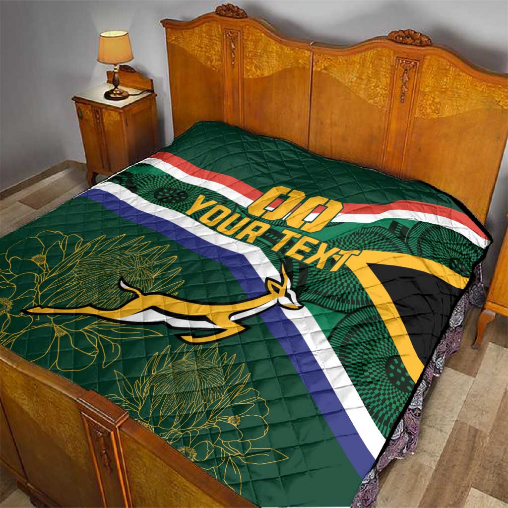Custom South Africa Rugby Quilt Springboks Mascot African Pattern LT18