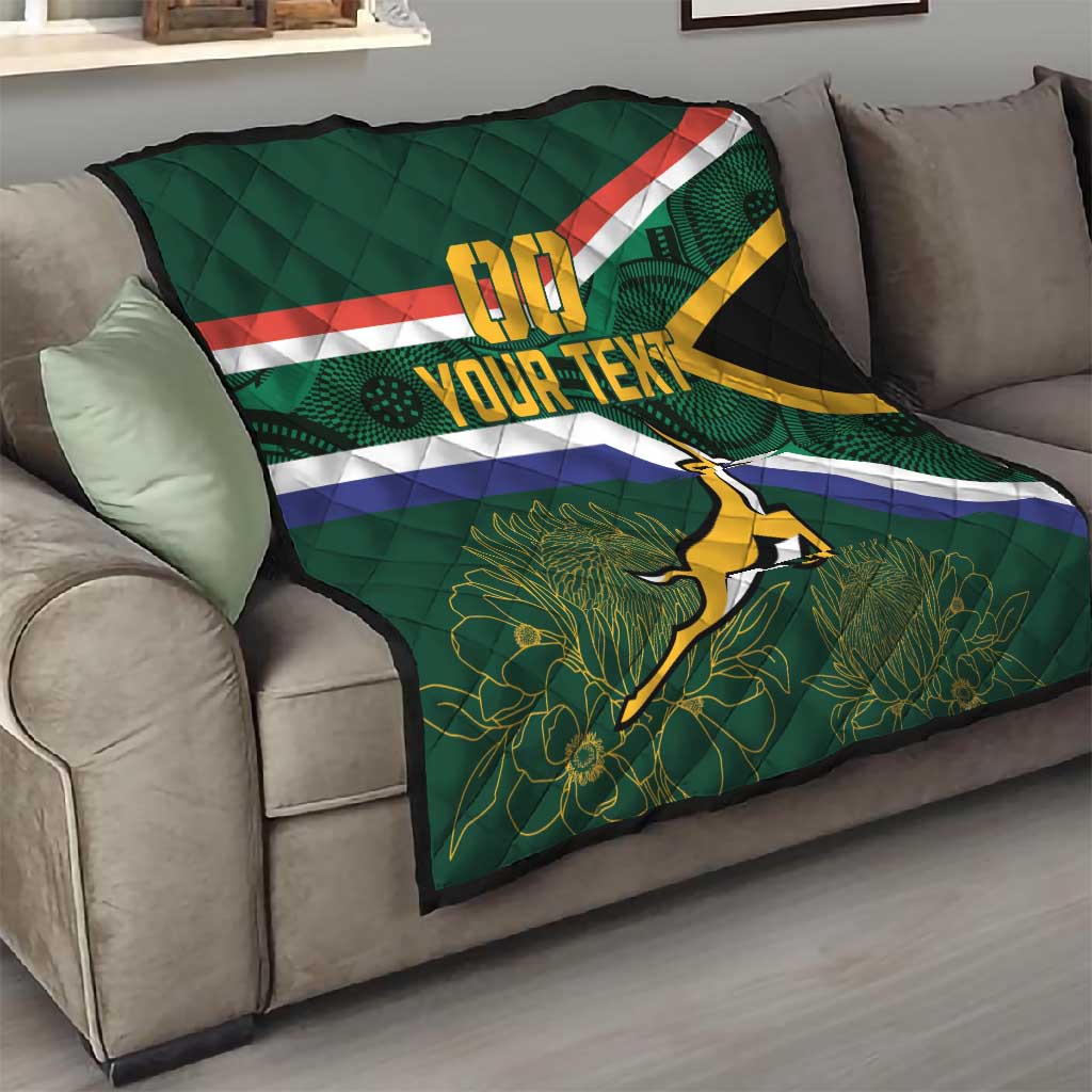 Custom South Africa Rugby Quilt Springboks Mascot African Pattern LT18