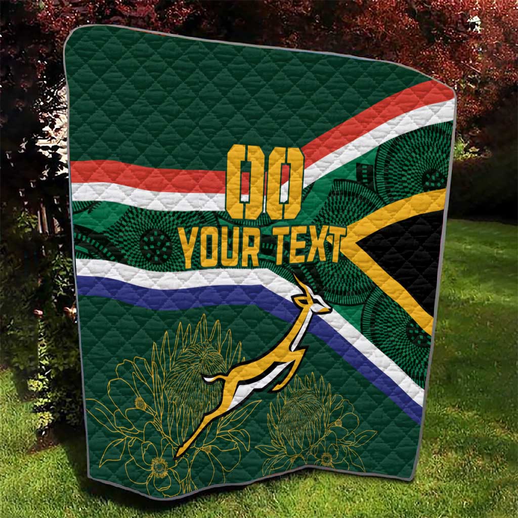 Custom South Africa Rugby Quilt Springboks Mascot African Pattern LT18