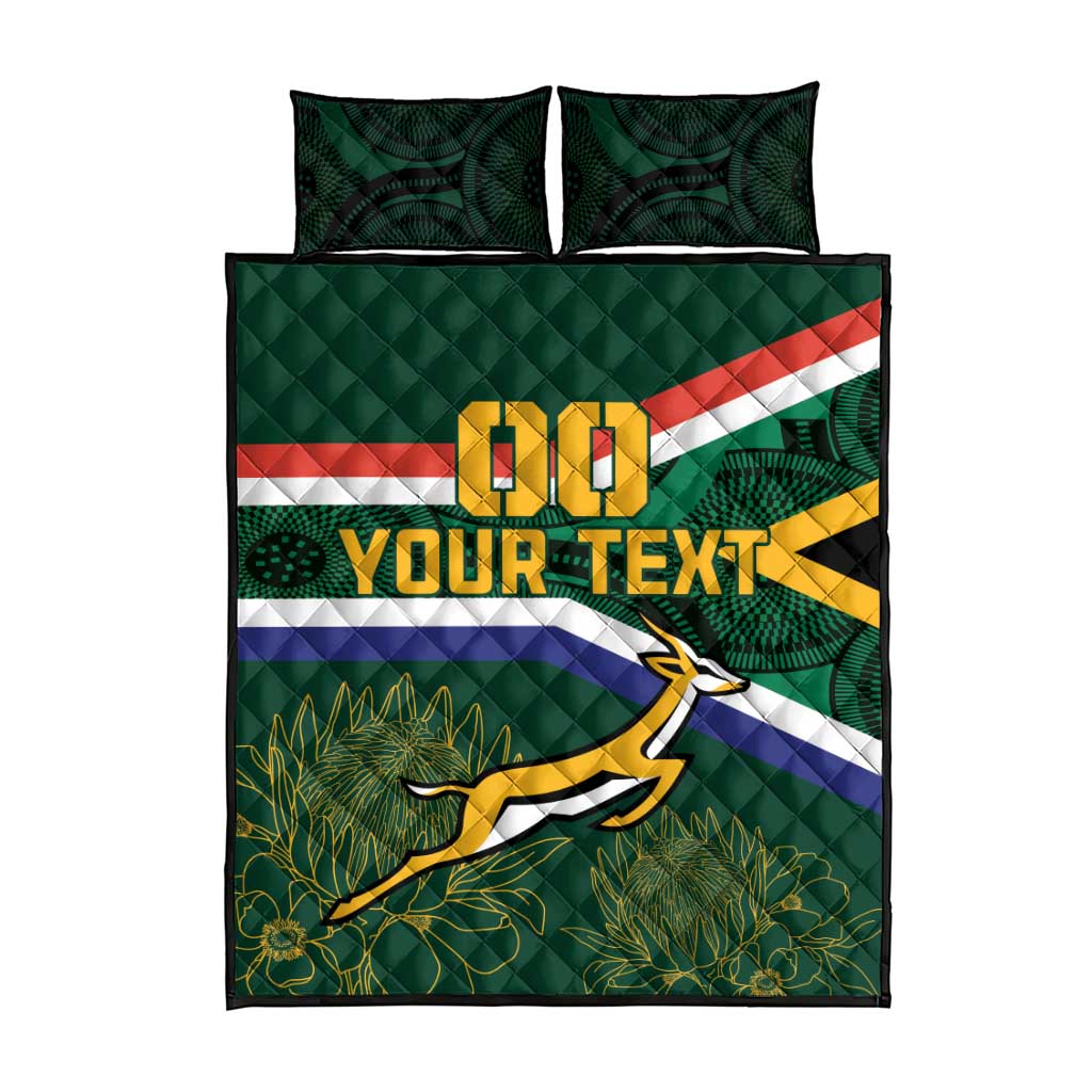 Custom South Africa Rugby Quilt Bed Set Springboks Mascot African Pattern LT18
