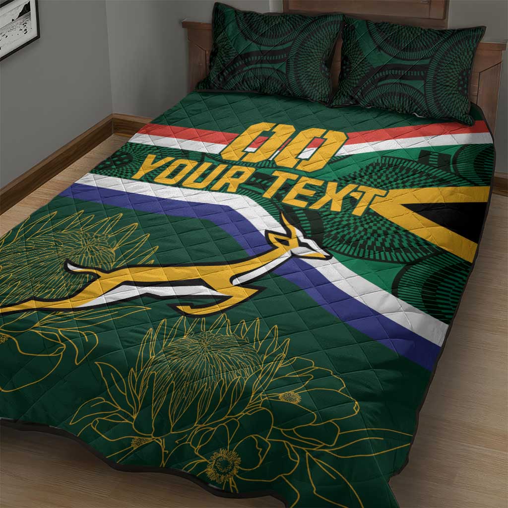 Custom South Africa Rugby Quilt Bed Set Springboks Mascot African Pattern LT18