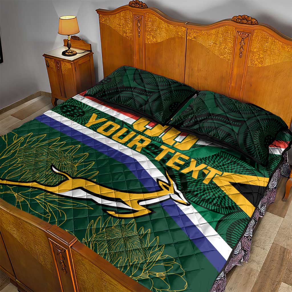 Custom South Africa Rugby Quilt Bed Set Springboks Mascot African Pattern LT18