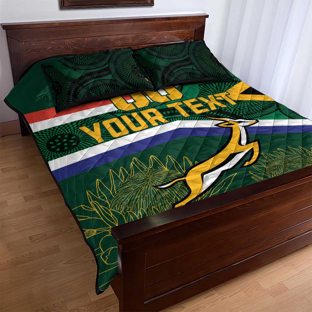 Custom South Africa Rugby Quilt Bed Set Springboks Mascot African Pattern LT18