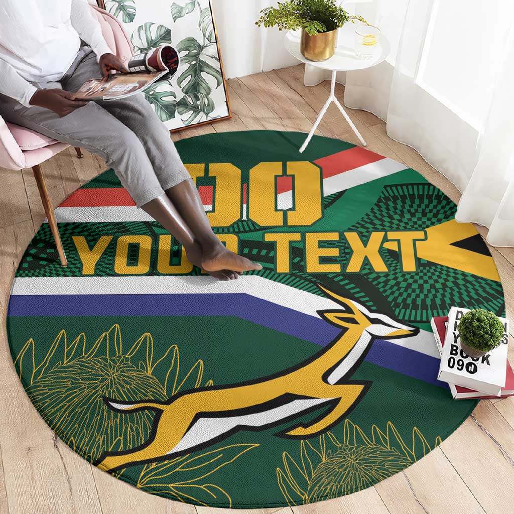 Custom South Africa Rugby Round Carpet Springboks Mascot African Pattern LT18