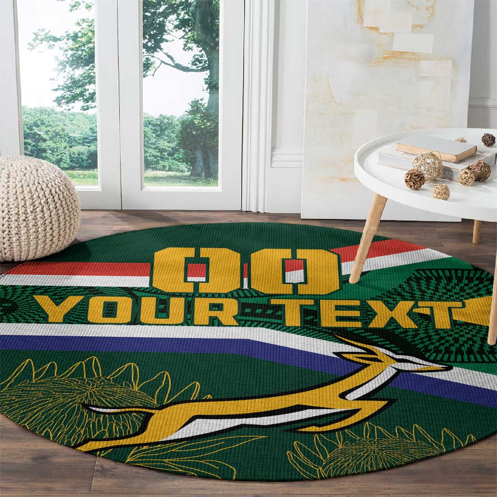 Custom South Africa Rugby Round Carpet Springboks Mascot African Pattern LT18