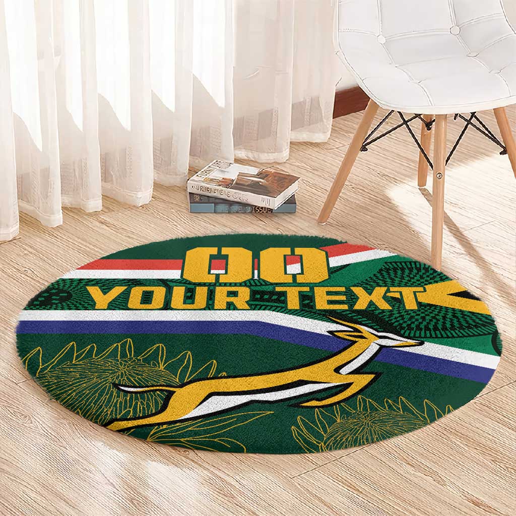 Custom South Africa Rugby Round Carpet Springboks Mascot African Pattern LT18