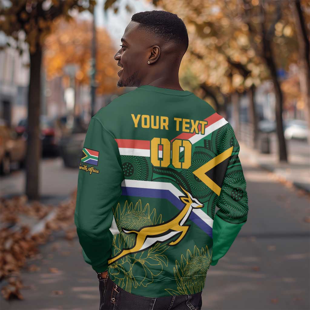 Custom South Africa Rugby Sweatshirt Springboks Mascot African Pattern LT18