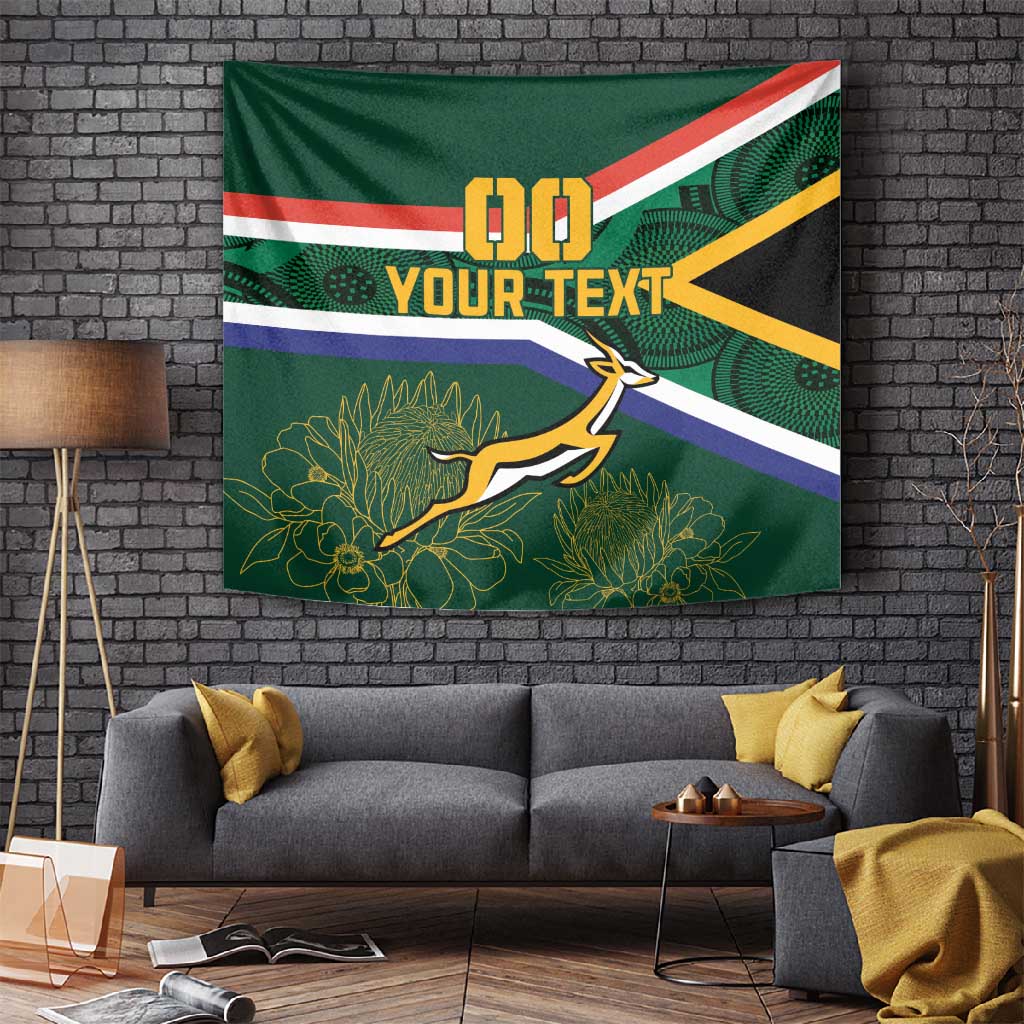 Custom South Africa Rugby Tapestry Springboks Mascot African Pattern LT18