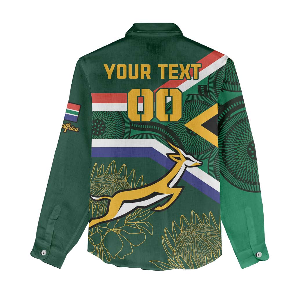 Custom South Africa Rugby Women Casual Shirt Springboks Mascot African Pattern LT18