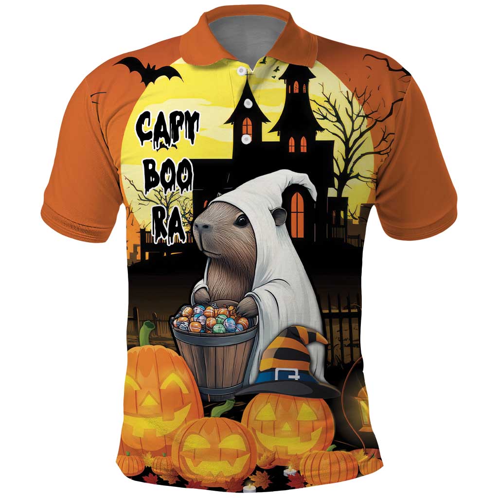 Capy-Boo-Ra Halloween Polo Shirt Haunted House And Pumpkin Spooky LT18