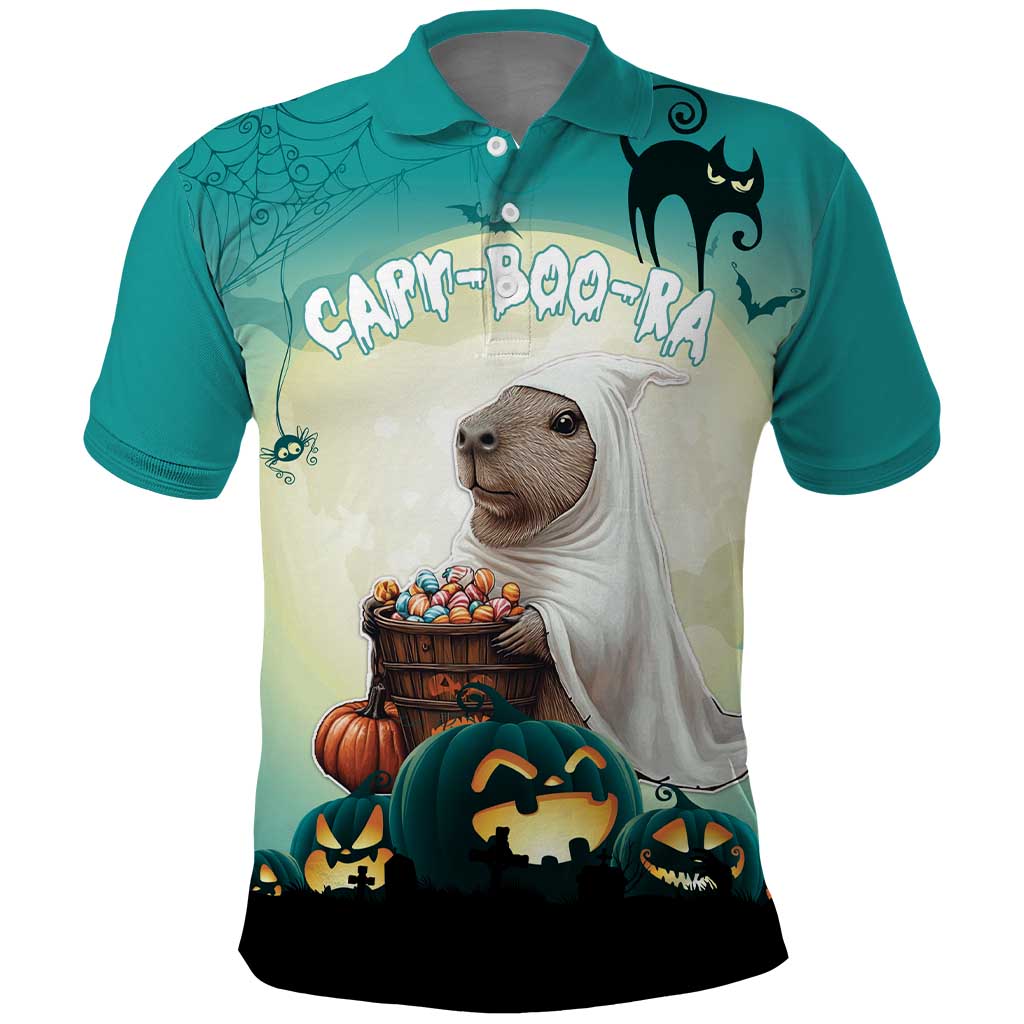Capy-Boo-Ra Halloween Polo Shirt Spooky Halloween Night With Pumpkins LT18