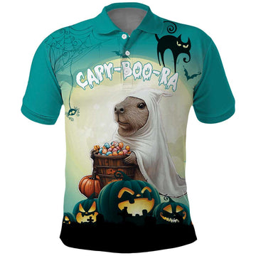 Capy-Boo-Ra Halloween Polo Shirt Spooky Halloween Night With Pumpkins LT18