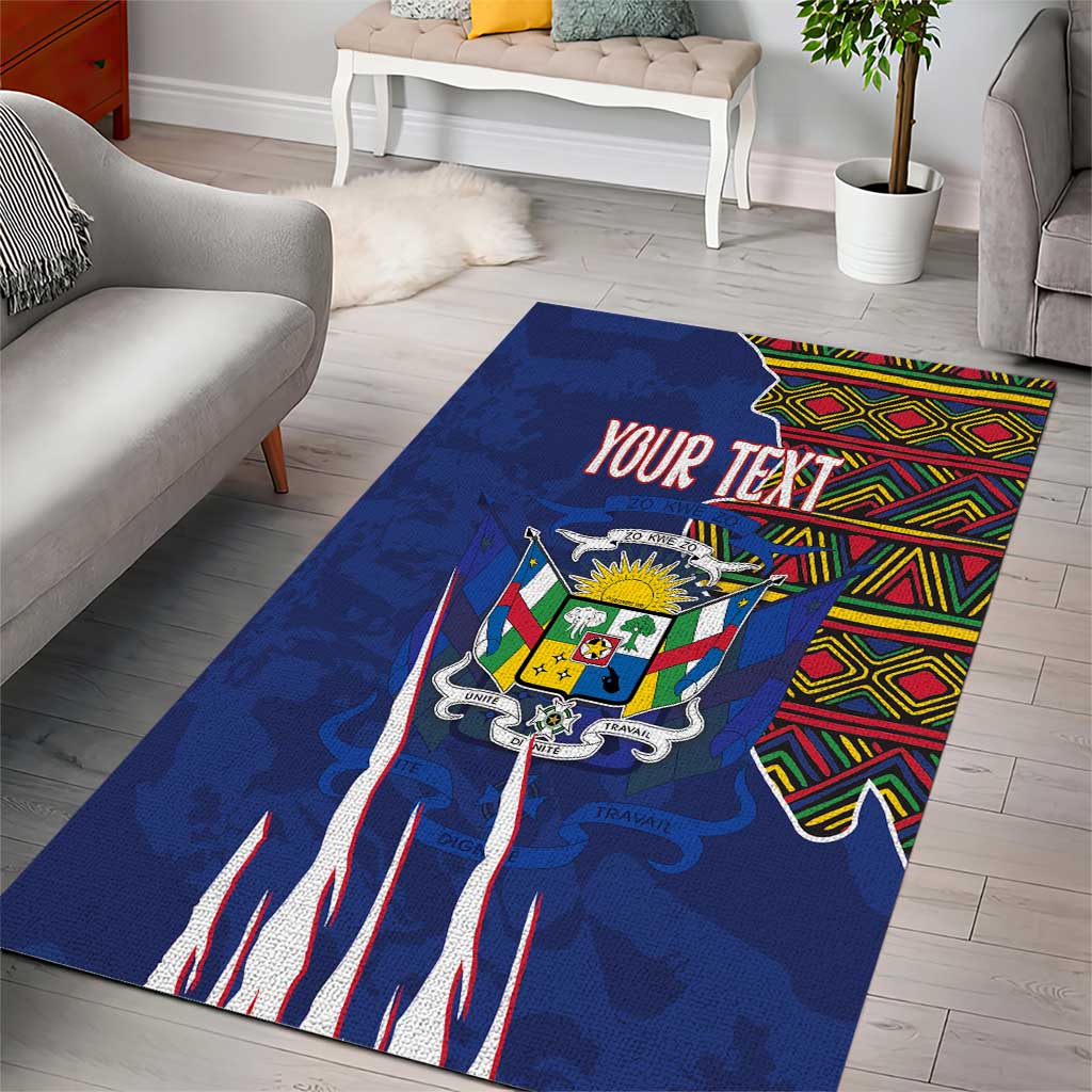Personalized Central African Republic Coat Of Arms Area Rug Kente Pattern LT18