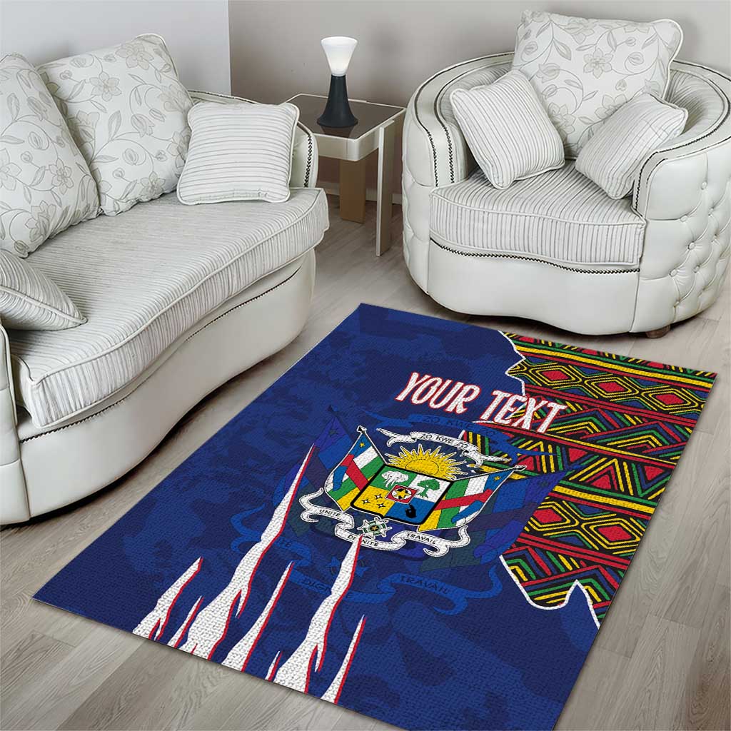 Personalized Central African Republic Coat Of Arms Area Rug Kente Pattern LT18