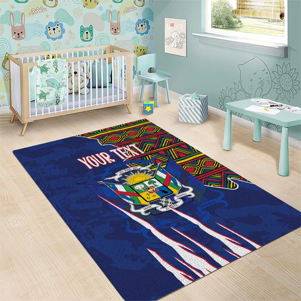 Personalized Central African Republic Coat Of Arms Area Rug Kente Pattern LT18