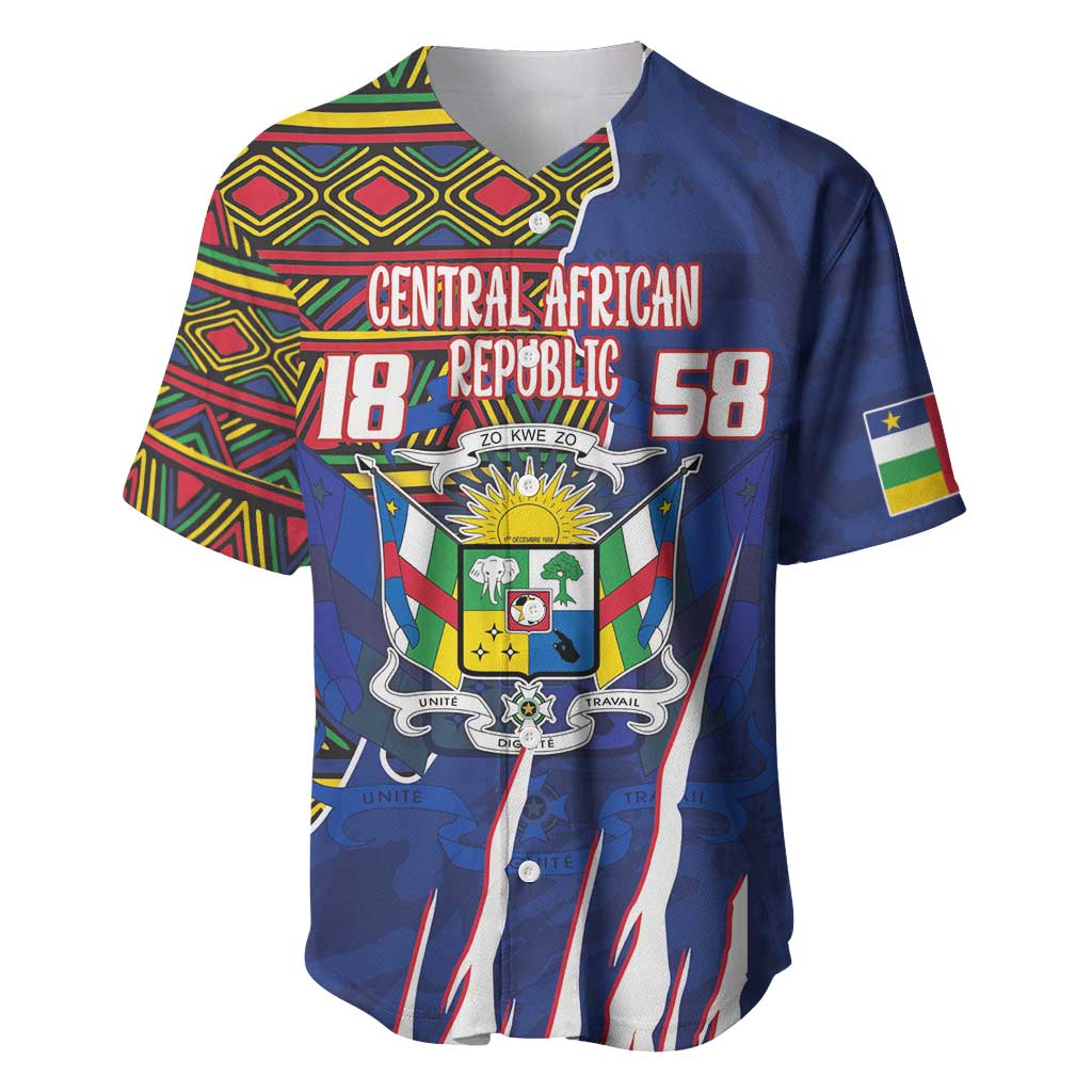 Personalized Central African Republic Coat Of Arms Baseball Jersey Kente Pattern LT18