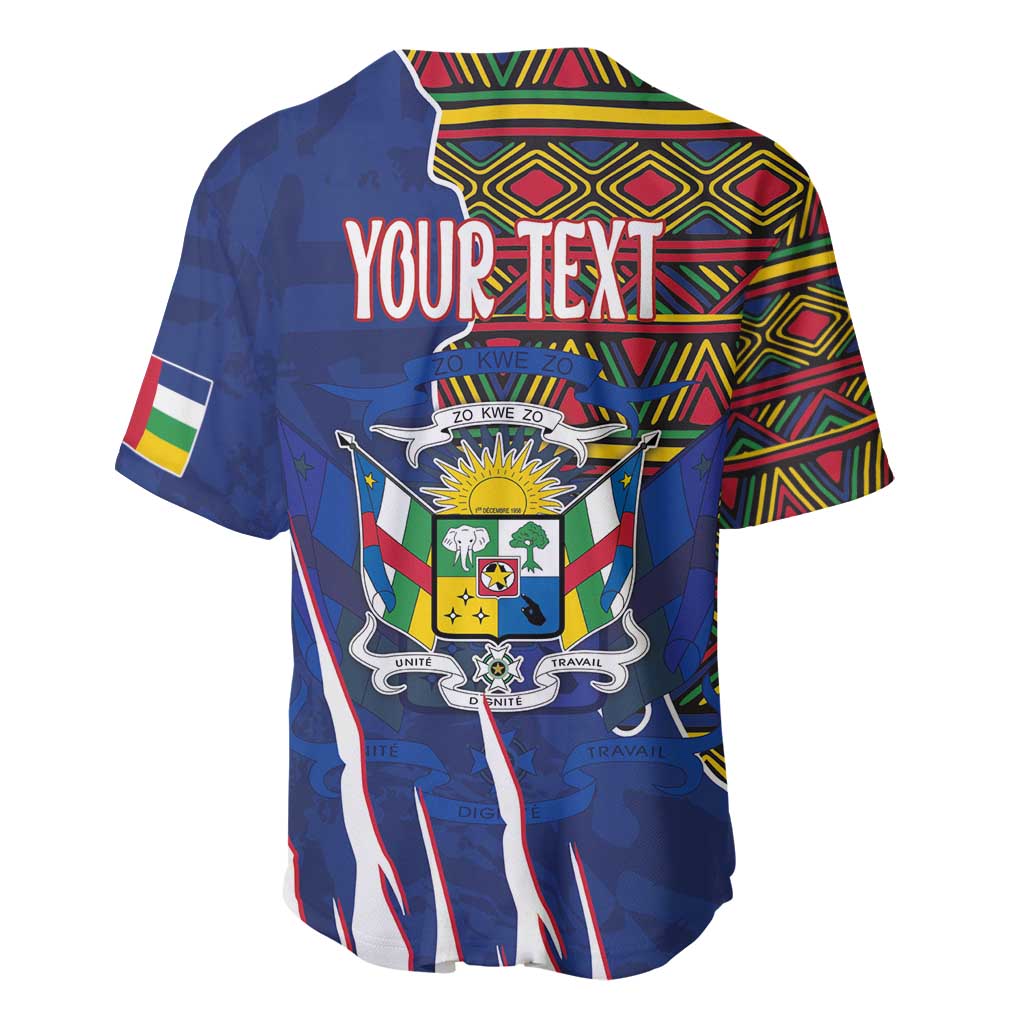 Personalized Central African Republic Coat Of Arms Baseball Jersey Kente Pattern LT18
