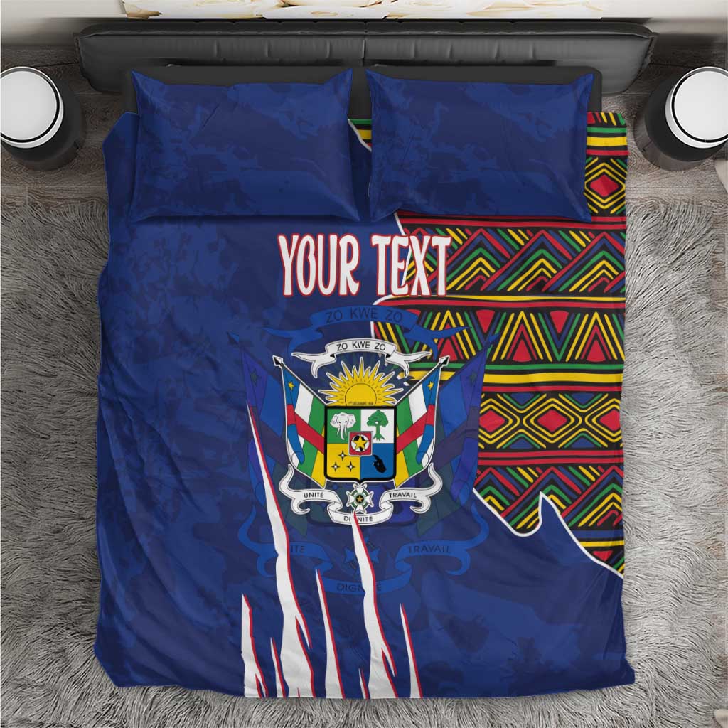 Personalized Central African Republic Coat Of Arms Bedding Set Kente Pattern LT18