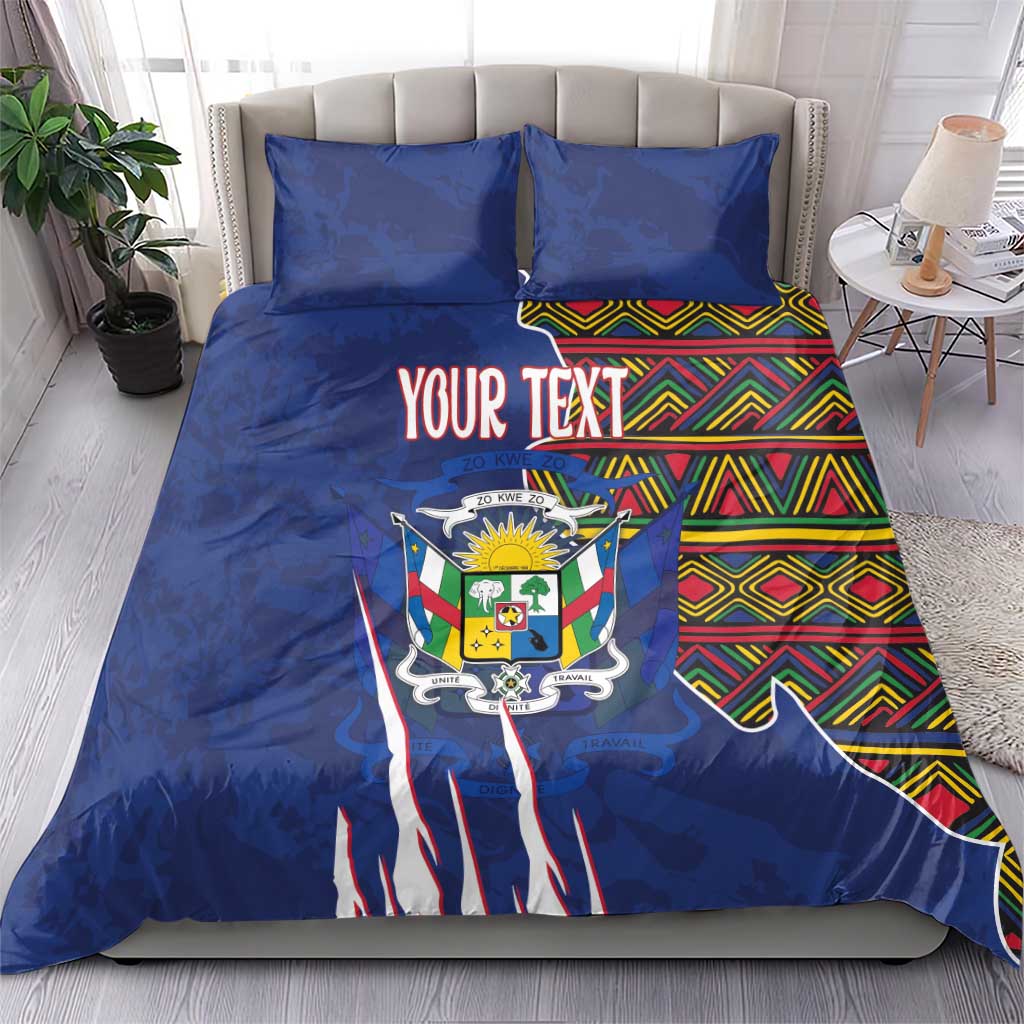 Personalized Central African Republic Coat Of Arms Bedding Set Kente Pattern LT18