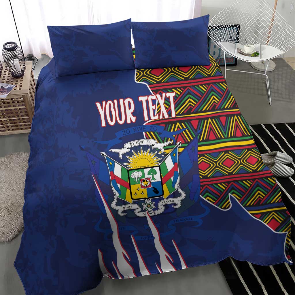 Personalized Central African Republic Coat Of Arms Bedding Set Kente Pattern LT18