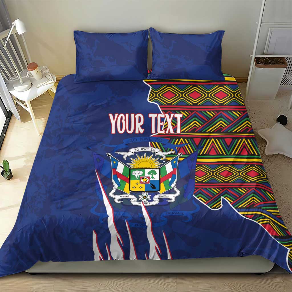 Personalized Central African Republic Coat Of Arms Bedding Set Kente Pattern LT18