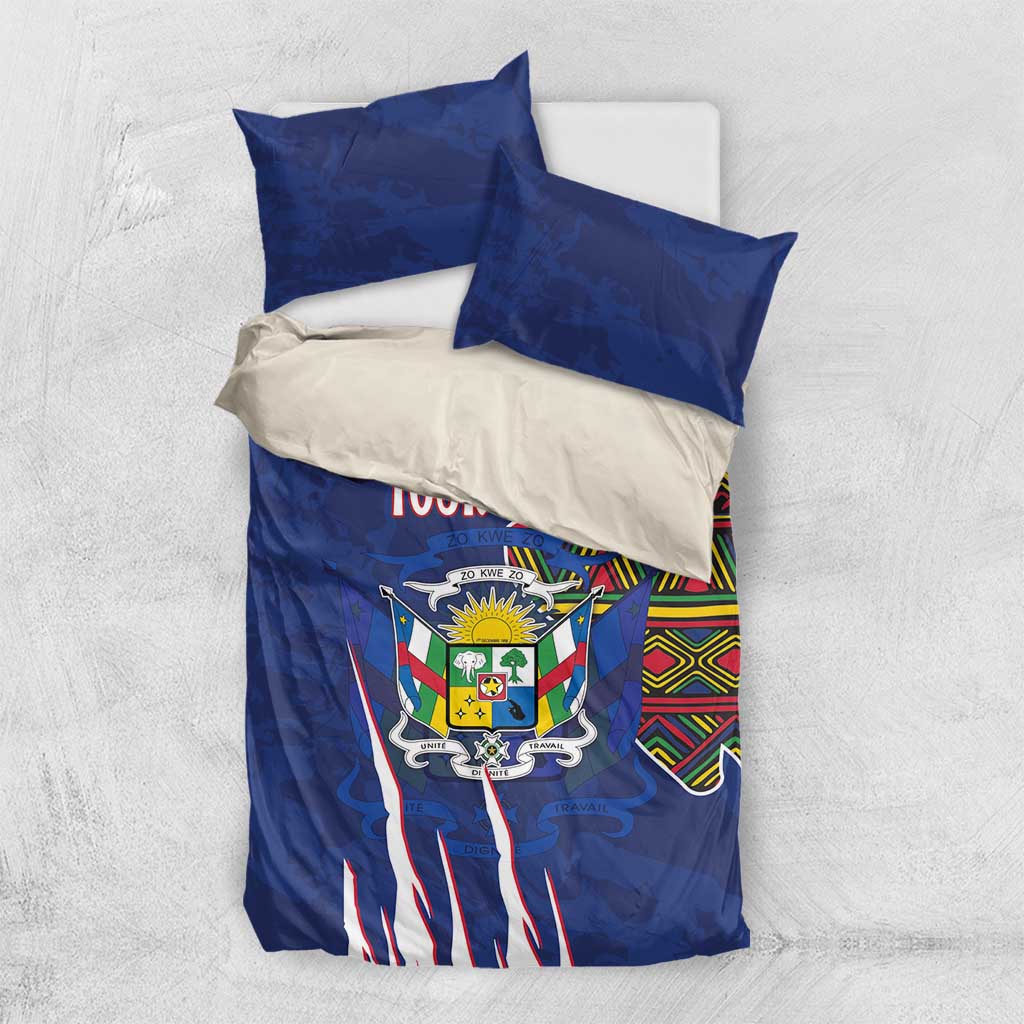 Personalized Central African Republic Coat Of Arms Bedding Set Kente Pattern LT18
