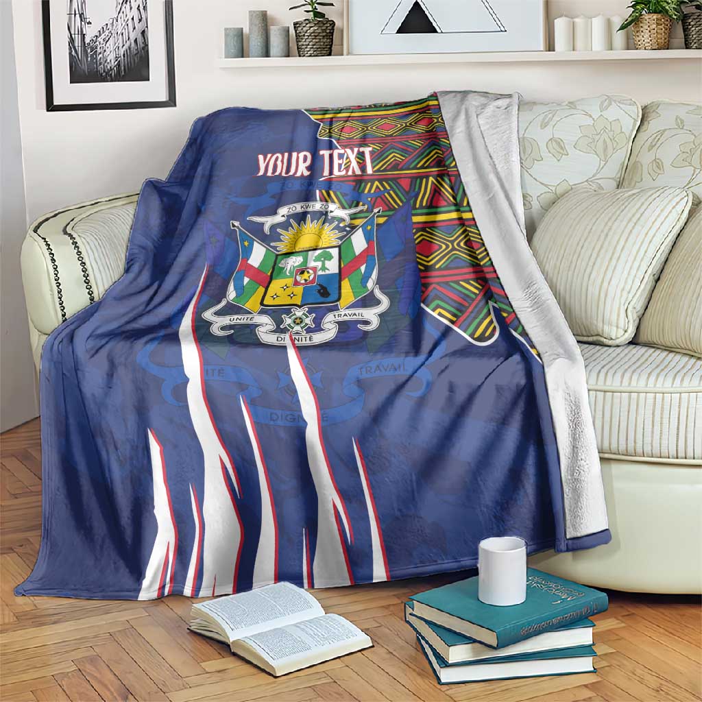 Personalized Central African Republic Coat Of Arms Blanket Kente Pattern LT18