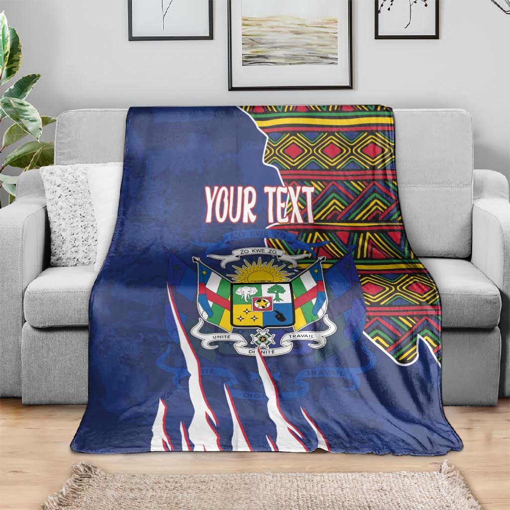 Personalized Central African Republic Coat Of Arms Blanket Kente Pattern LT18