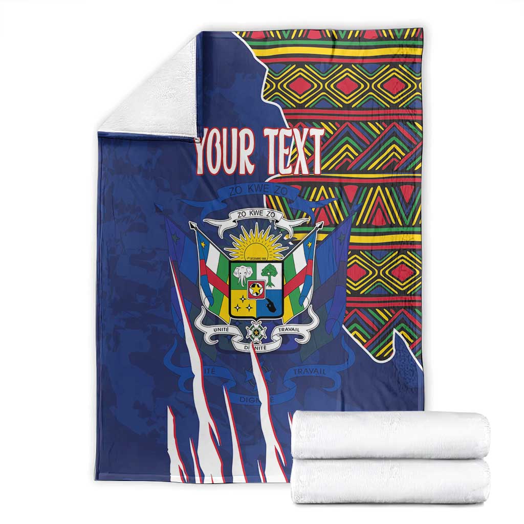 Personalized Central African Republic Coat Of Arms Blanket Kente Pattern LT18