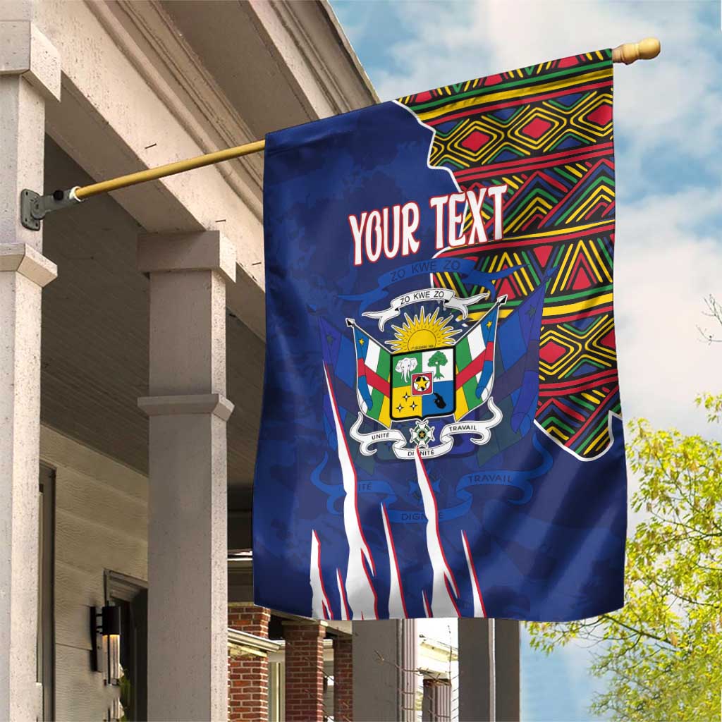 Personalized Central African Republic Coat Of Arms Garden Flag Kente Pattern LT18