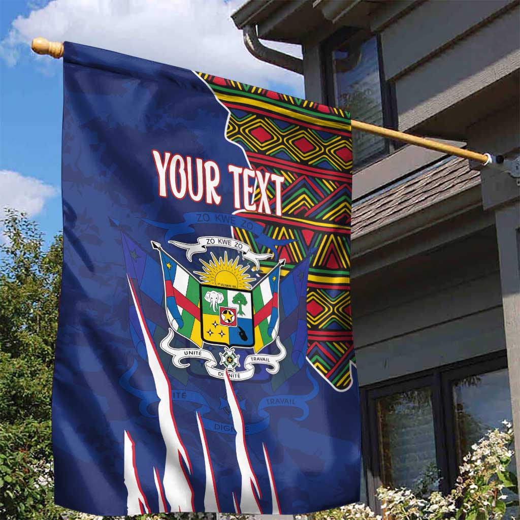 Personalized Central African Republic Coat Of Arms Garden Flag Kente Pattern LT18