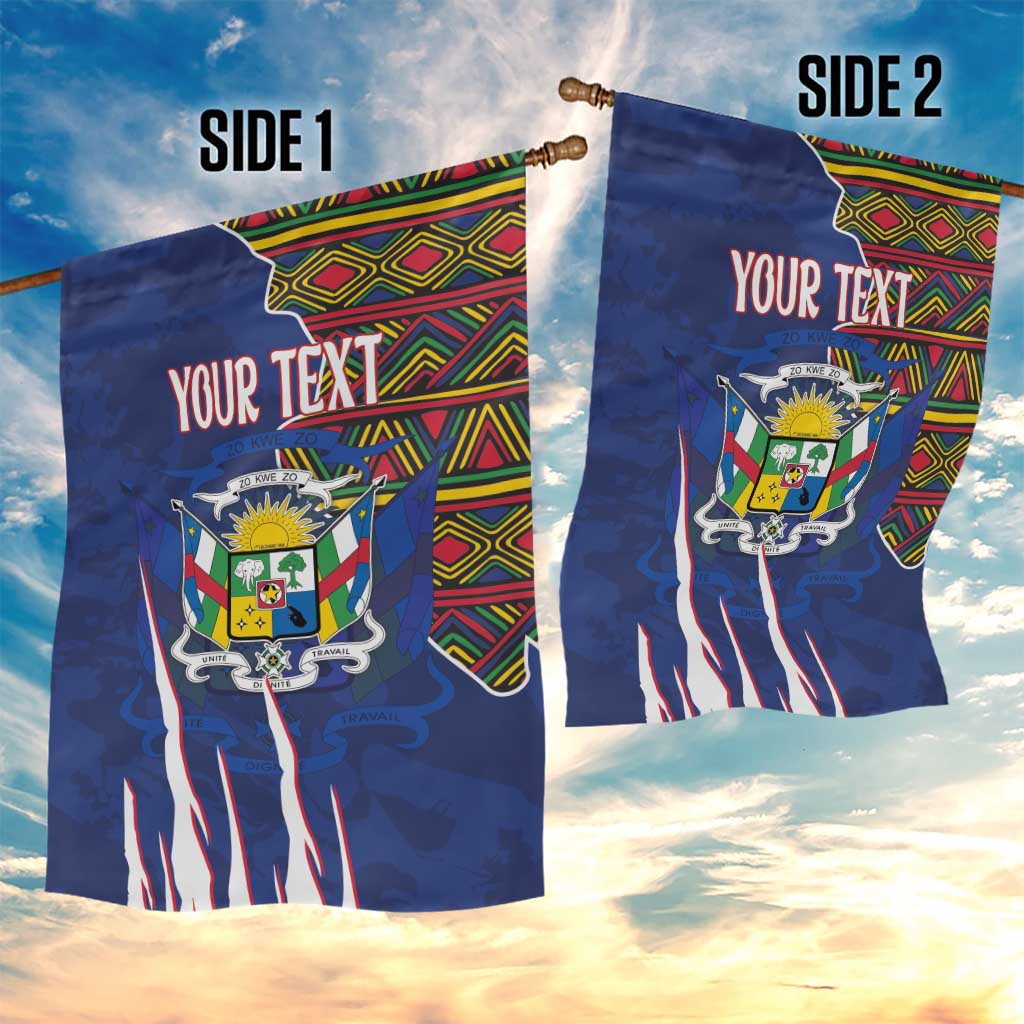 Personalized Central African Republic Coat Of Arms Garden Flag Kente Pattern LT18