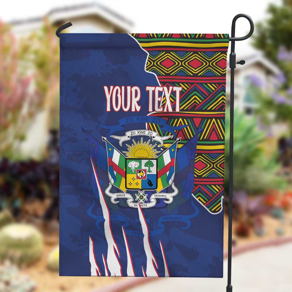 Personalized Central African Republic Coat Of Arms Garden Flag Kente Pattern LT18