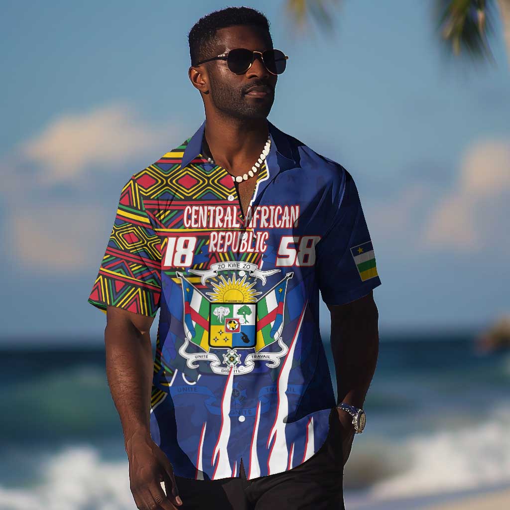 Personalized Central African Republic Coat Of Arms Hawaiian Shirt Kente Pattern LT18