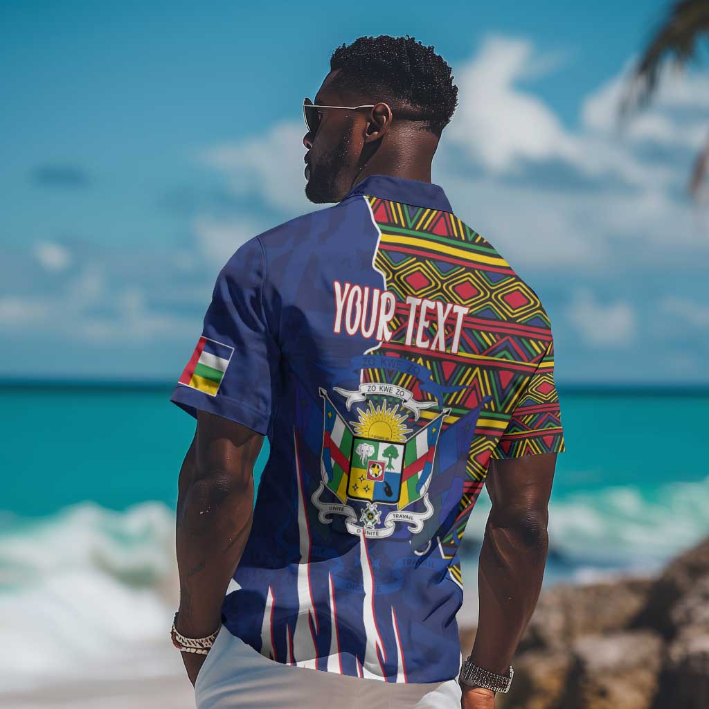 Personalized Central African Republic Coat Of Arms Hawaiian Shirt Kente Pattern LT18